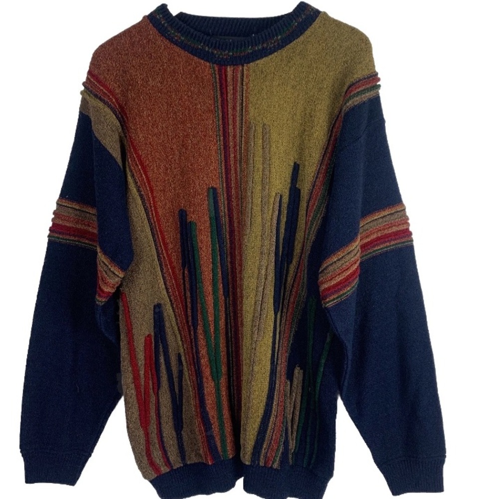 Vintage Protege’ Sweater Mens‎ XLT 3D Knit Coogi Retro Stripe Made in USA